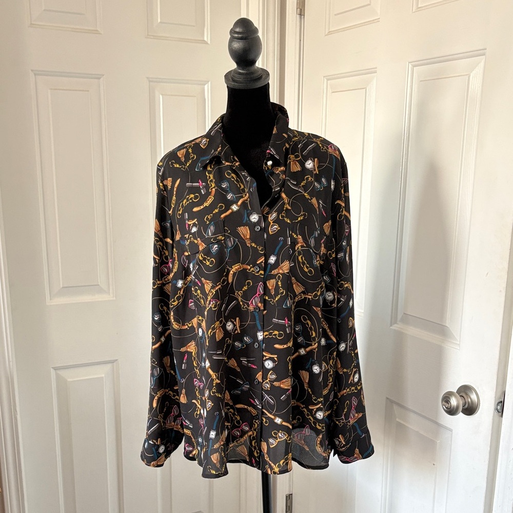 Women's Black and Gold Patterned Jacket